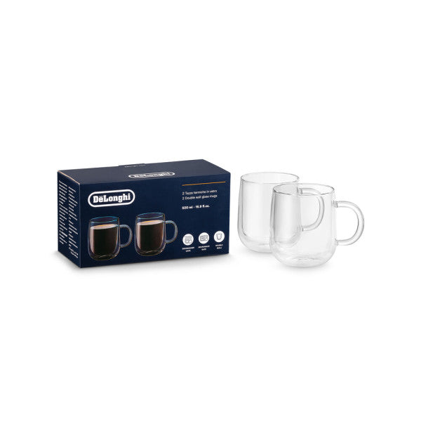 DeLonghi Double Wall Glass Coffee Mugs