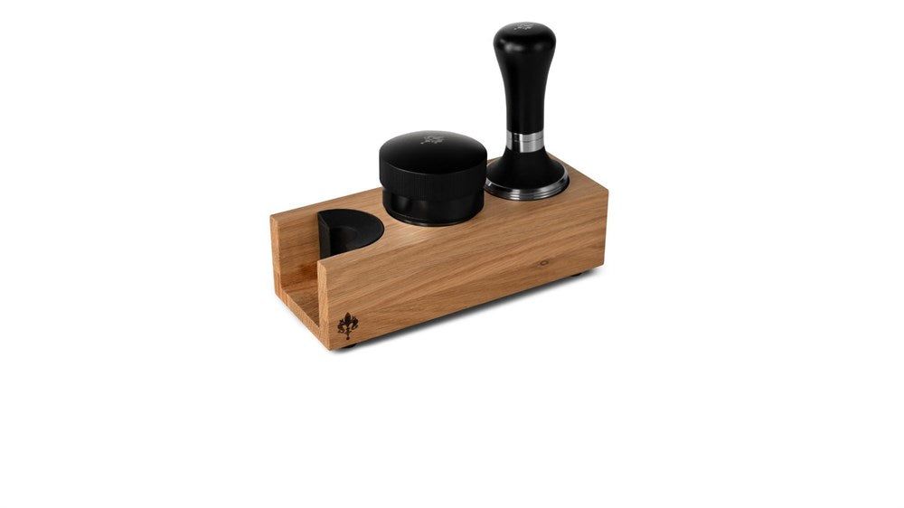 Eureka Wooden Tamping Station Double Natural Oak with accessories 2 || Double