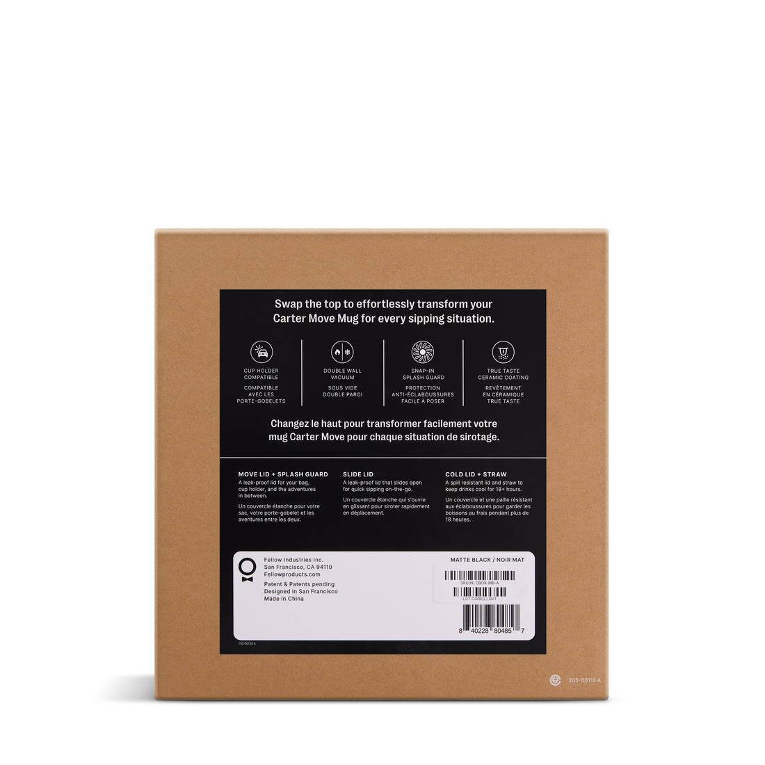 Fellow Carter 3 in 1 Sip System Matte Black Packaging Black || Matte Black