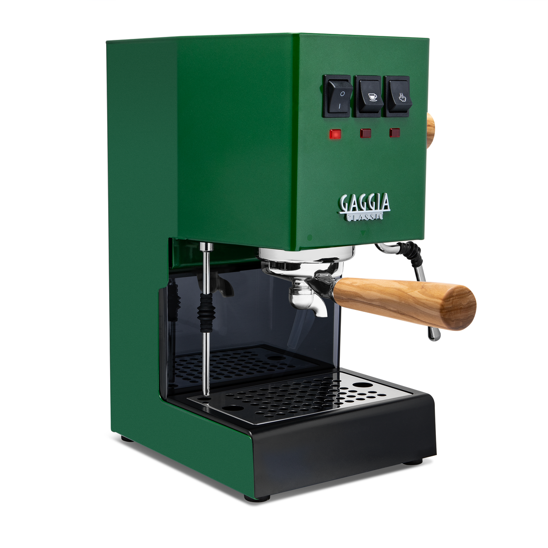 Gaggia Classic Evo Pro Espresso Machine in Jungle Green with Olive Wood