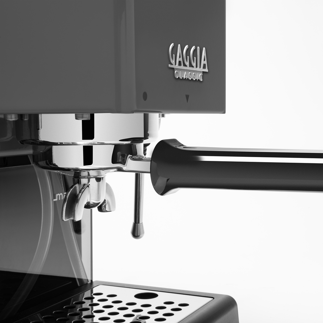 Gaggia Classic Evo Pro Espresso Machine in Industrial Grey with Blackened Oak
