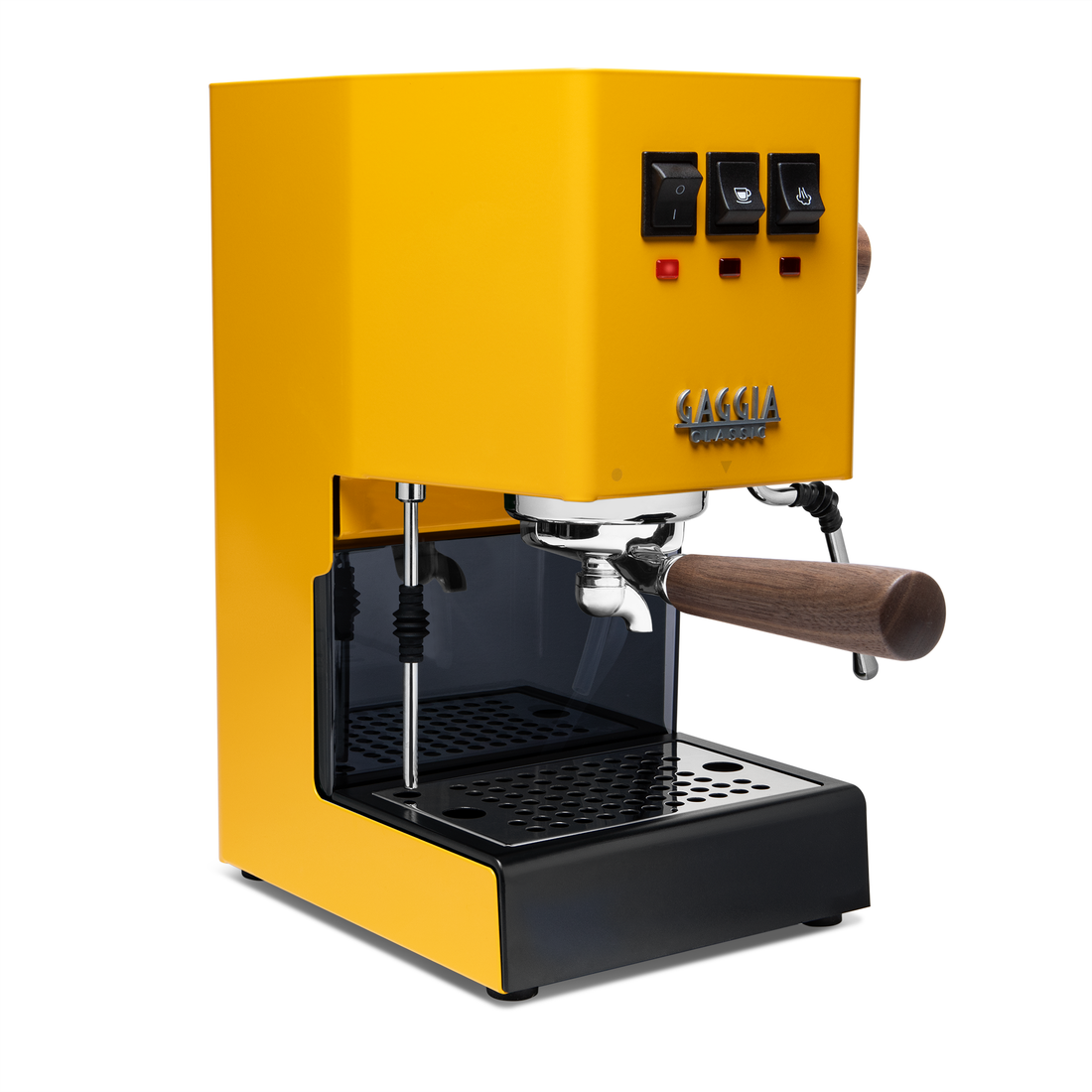 Gaggia Classic Evo Pro Espresso Machine in Sunshine Yellow with Walnut