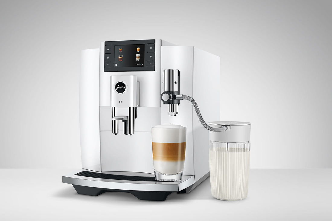 JURA Milk Carafe Attached to E8 Machine