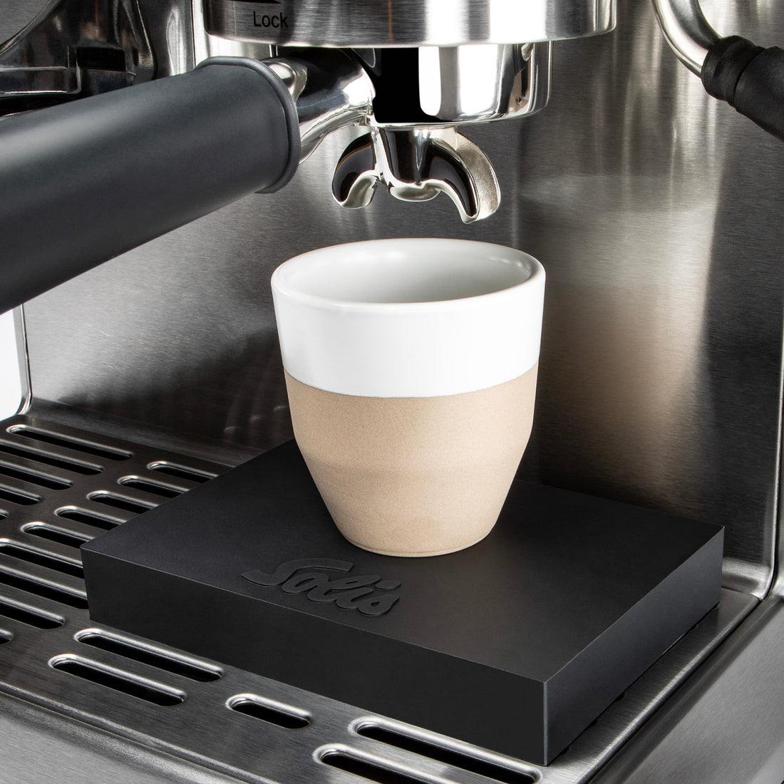 Solis Coffee Podium on Drip Tray with Cup