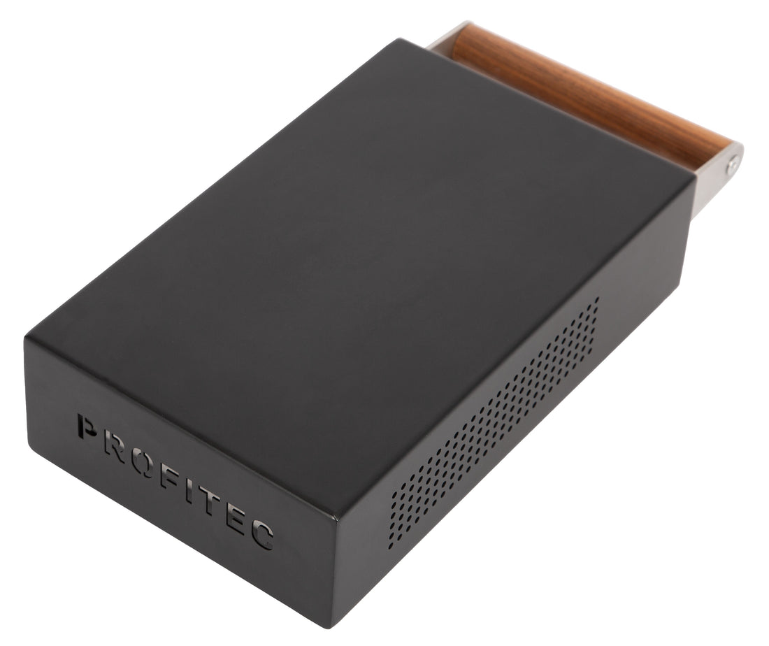 Profitec Knock Drawer Matte Black with Wooden Handle Rear || Matte Black