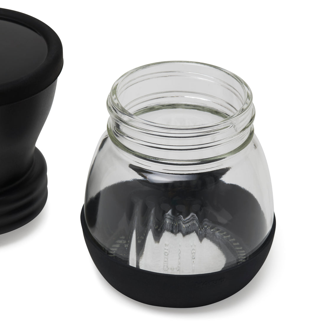 Close-up of Grounds Jar of Hario Skerton Plus Ceramic Coffee Mill