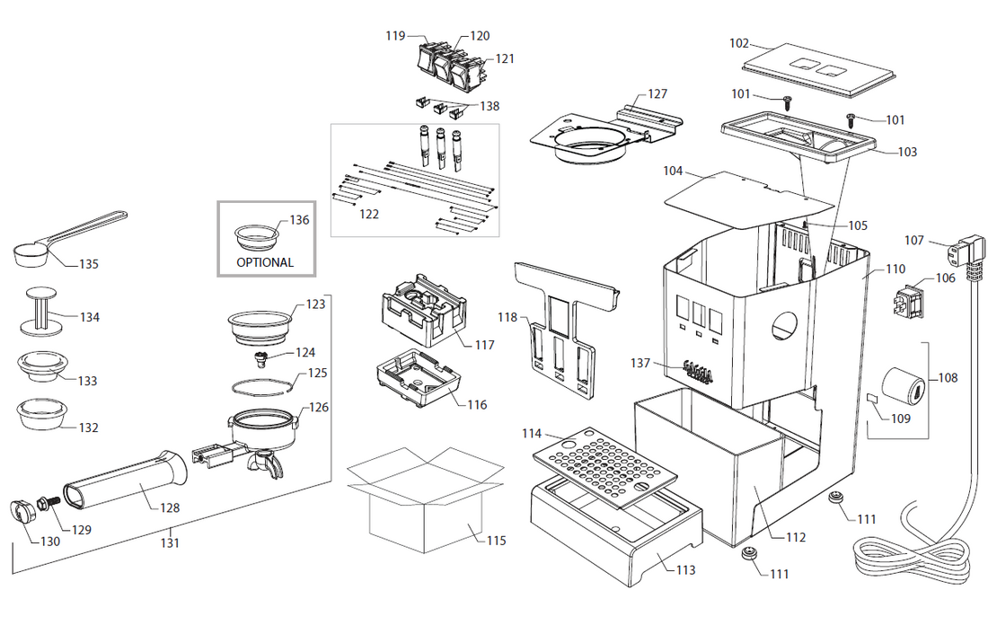 Gaggia Classic Evo Pro Part Diagram: EG1003-1