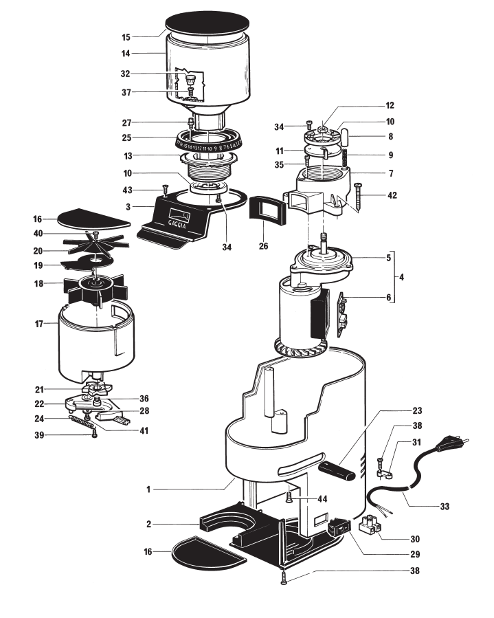 Gaggia MDF Part Diagram: ER0018-1