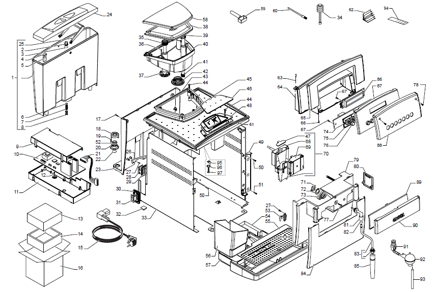 Gaggia Titanium Office Part Diagram: ER0275-1