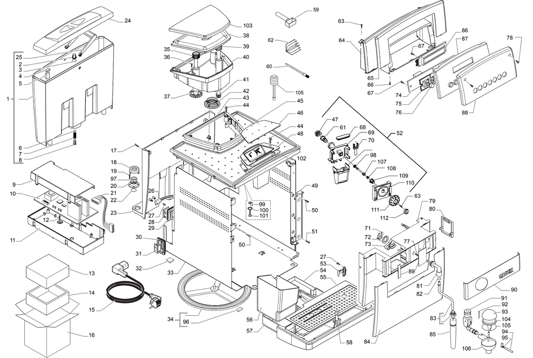Gaggia Titanium Plus Part Diagram: E74075-1
