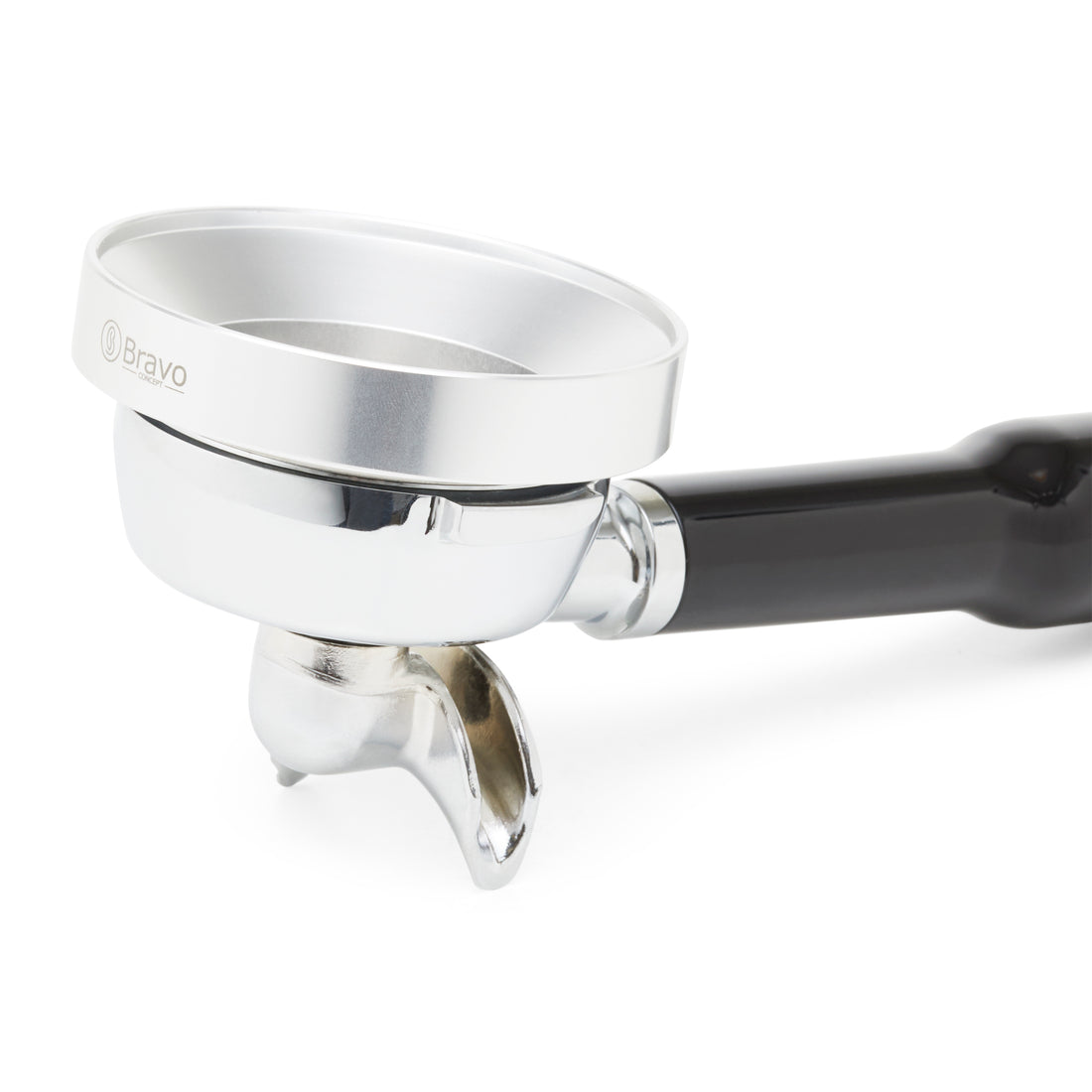 Bravo Portafilter Dosing Funnel Silver Portafilter Angled || Silver