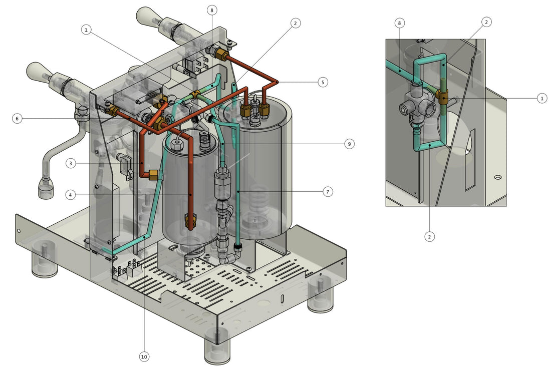 Quick Mill Vetrano Part Diagram: 0995-6