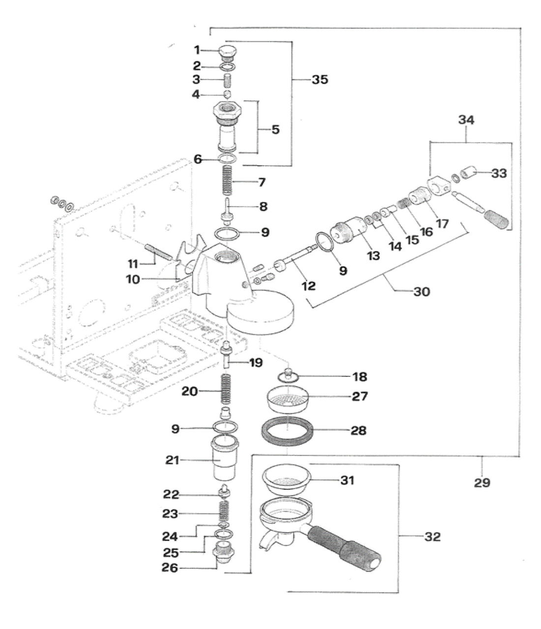 Rocket Espresso R Cinquantotto Part Diagram: RECINQ-6