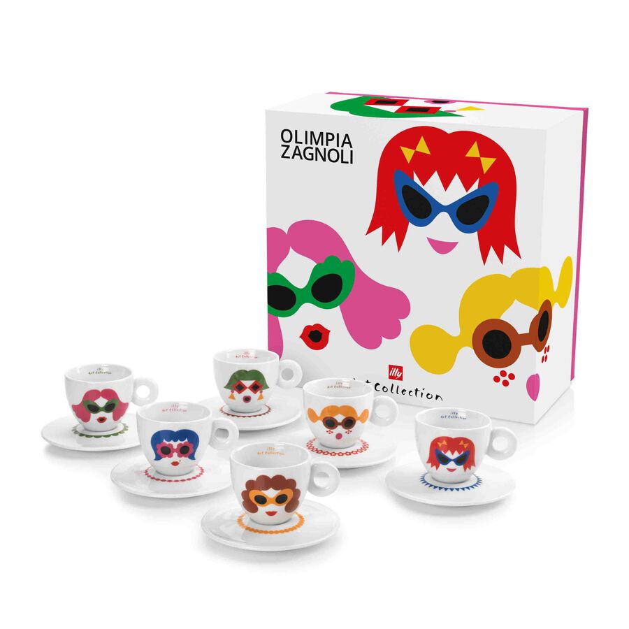 illy Art Collection Olimpia Zagnoli Cappuccino Cups - Set of 6
