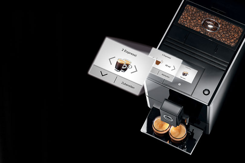 Jura Impressa A9 One Touch in Platinum vertical menu.