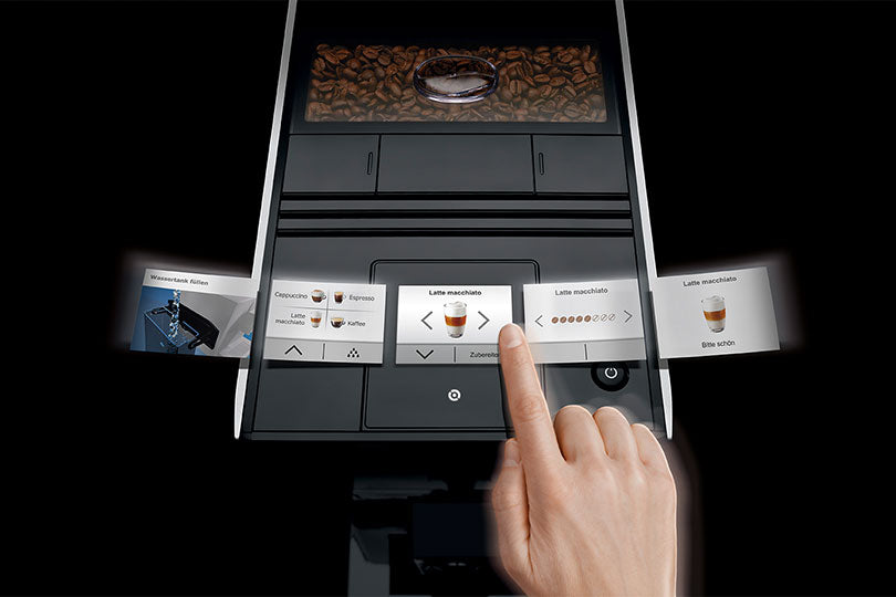 Jura Impressa A9 One Touch in Platinum horizontal view.