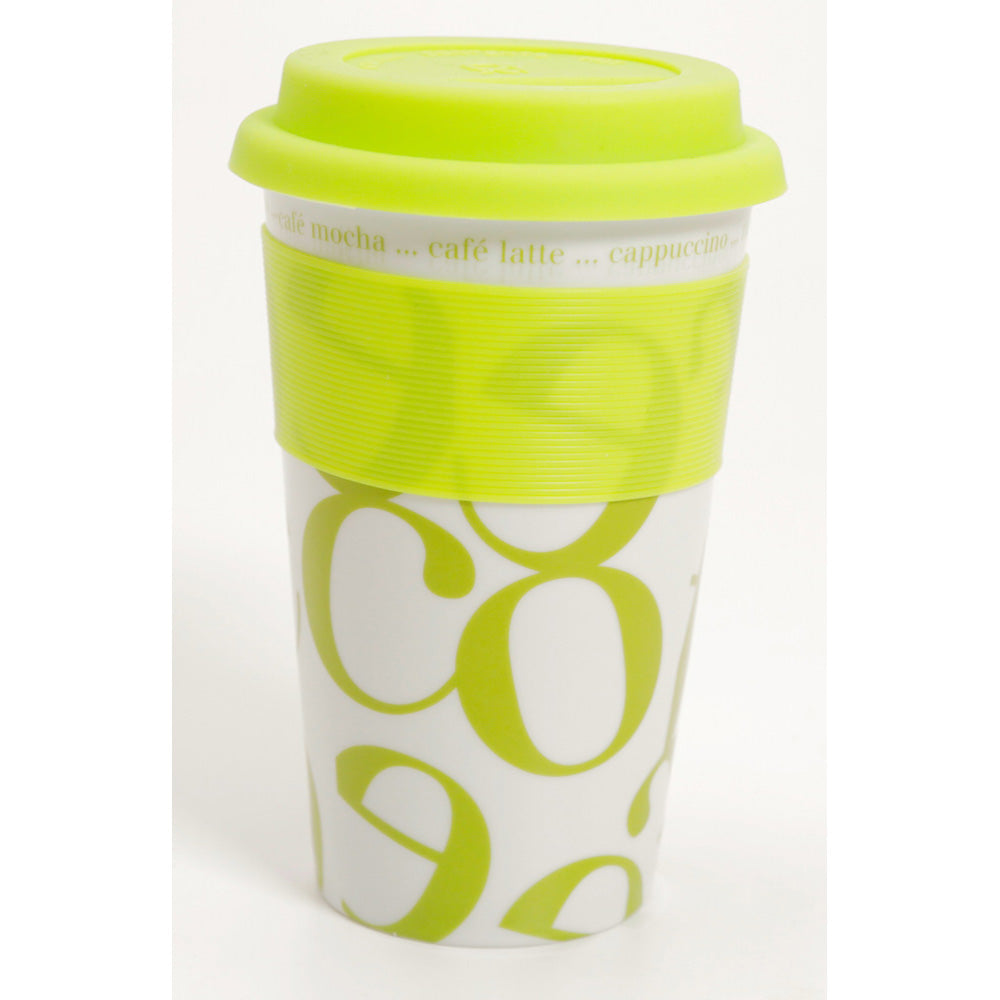 Waechtersbach Coffee-Script-Collage 12oz Travel Mug in Green