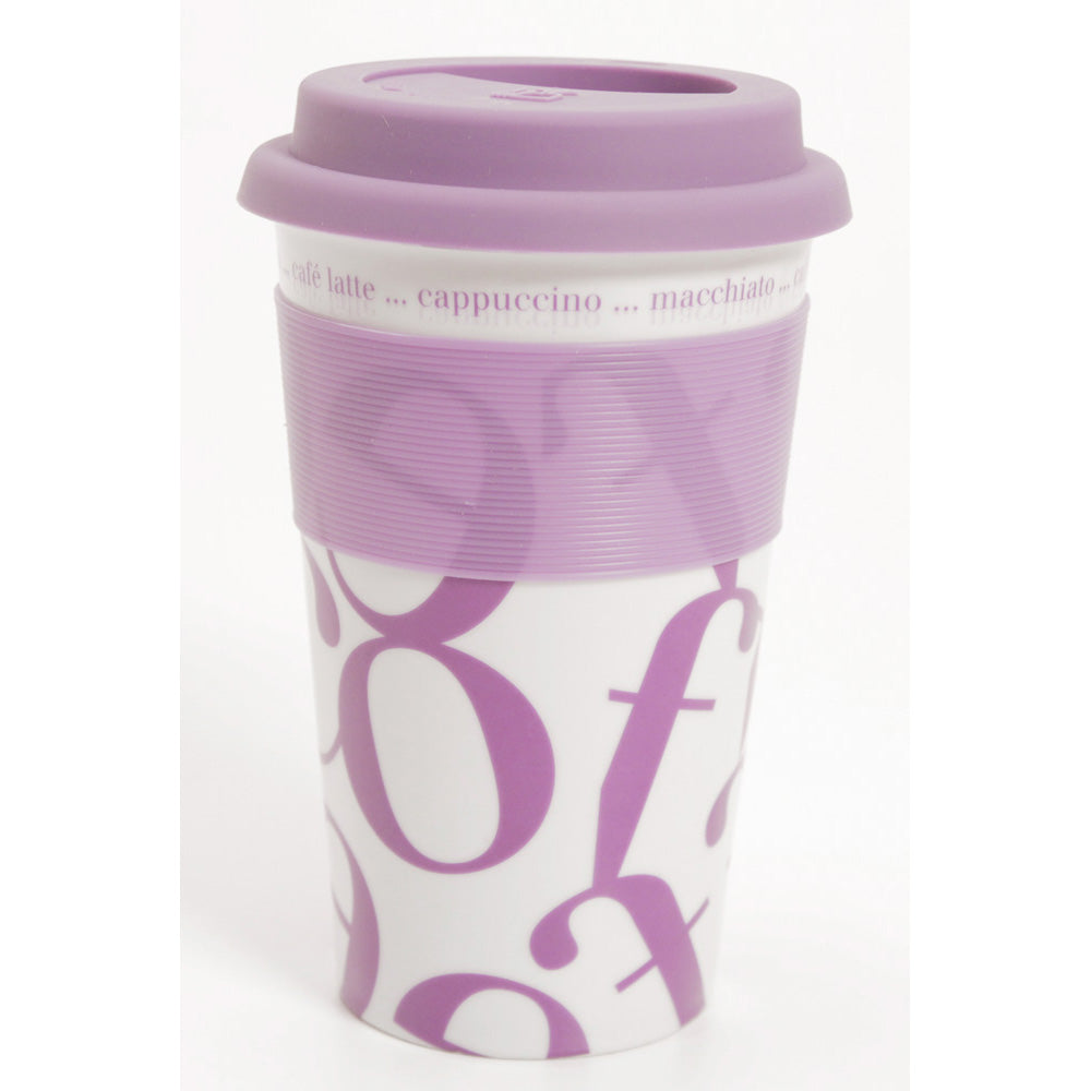 Waechtersbach Coffee-Script-Collage 12oz Travel Mug in Purple