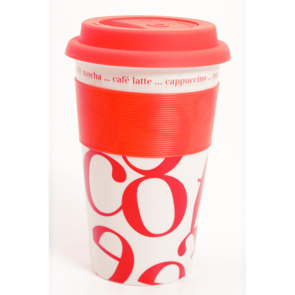 Waechtersbach Coffee-Script-Collage 12oz Travel Mug in Red