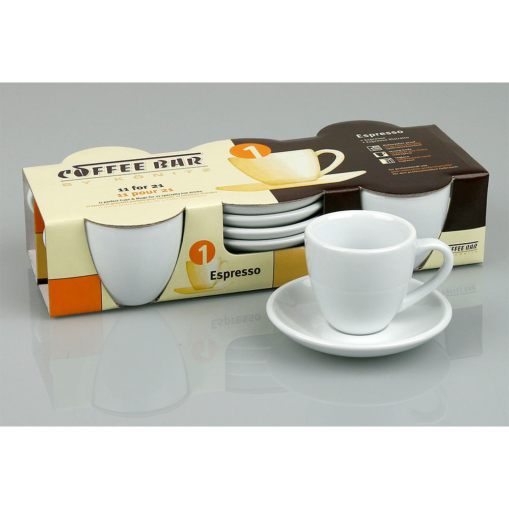 Konitz Set Of Four 3oz Espresso Doppio Cups And Saucers Base