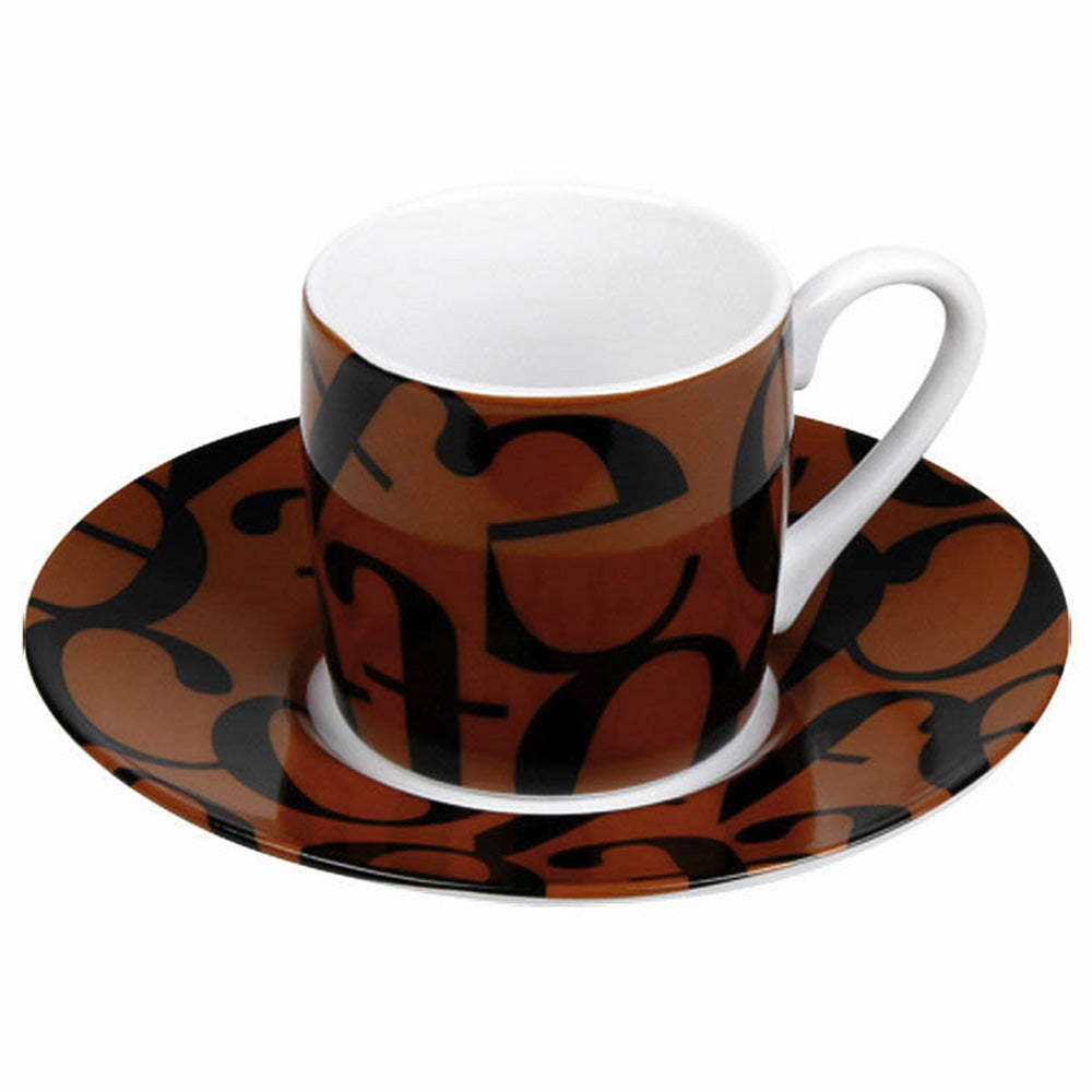 Konitz 3oz Script Collage Espresso Cup And Saucer Base