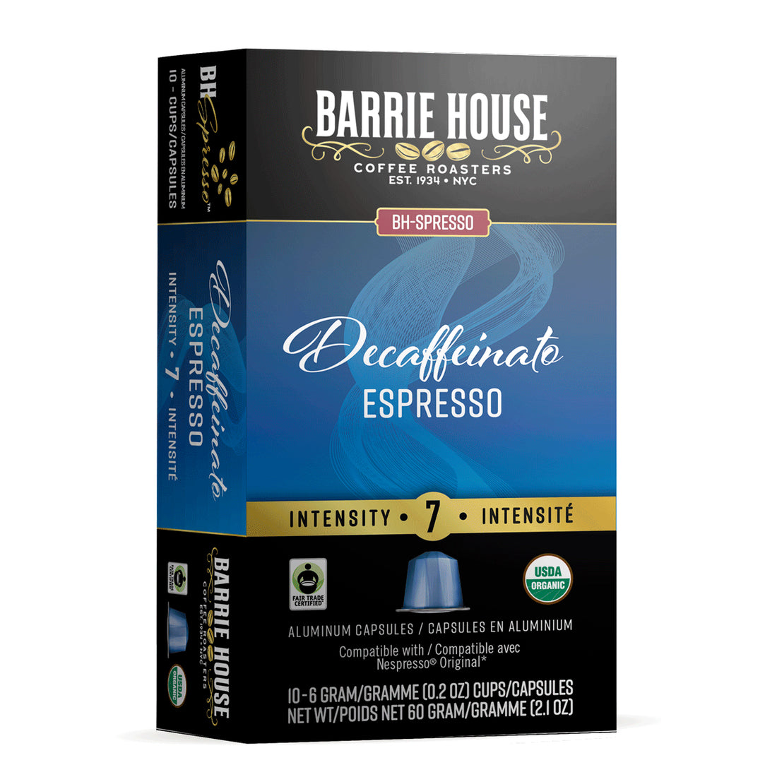 Barrie House Decaffeinato Fair Trade Organic Espresso Capsules 10ct