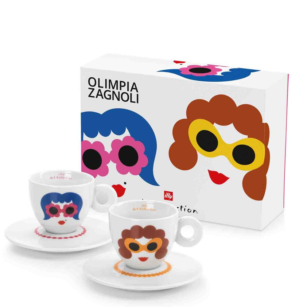 illy Art Collection Olimpia Zagnoli Cappuccino Cups - Set of 2