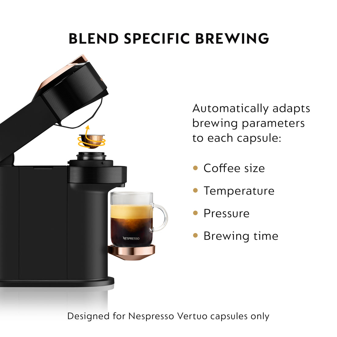 Nespresso Vertuo Next Premium Espresso Machine by DeLonghi with Aeroccino - Black Rose Gold