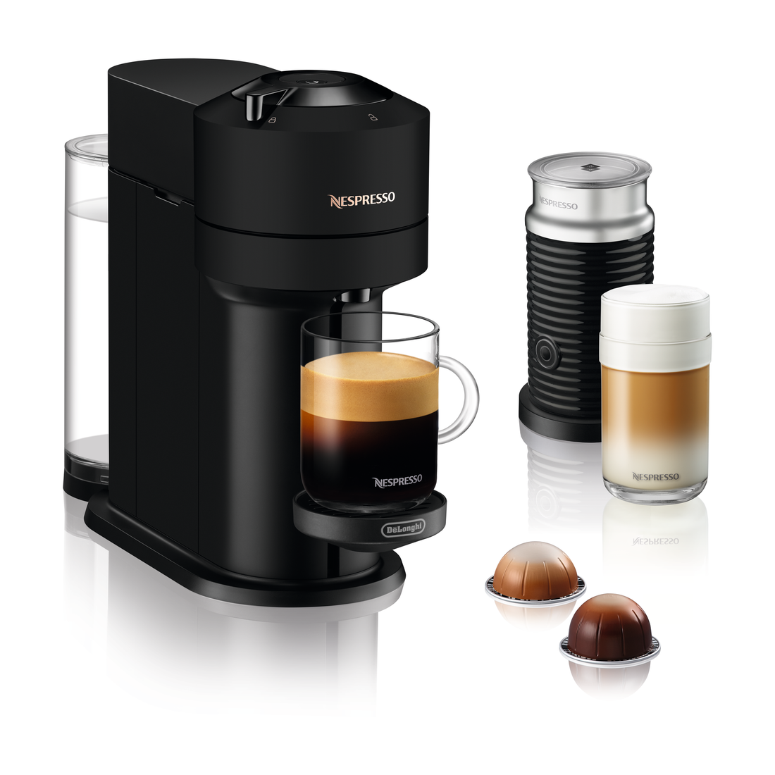Nespresso Vertuo Next Espresso Machine by DeLonghi with Aeroccino - Matte Black