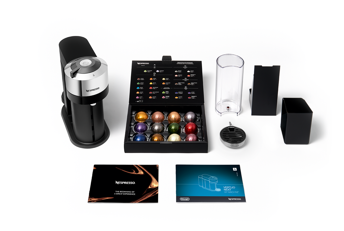 Nespresso Vertuo Next Deluxe Espresso Machine by DeLonghi with Aeroccino - Chrome