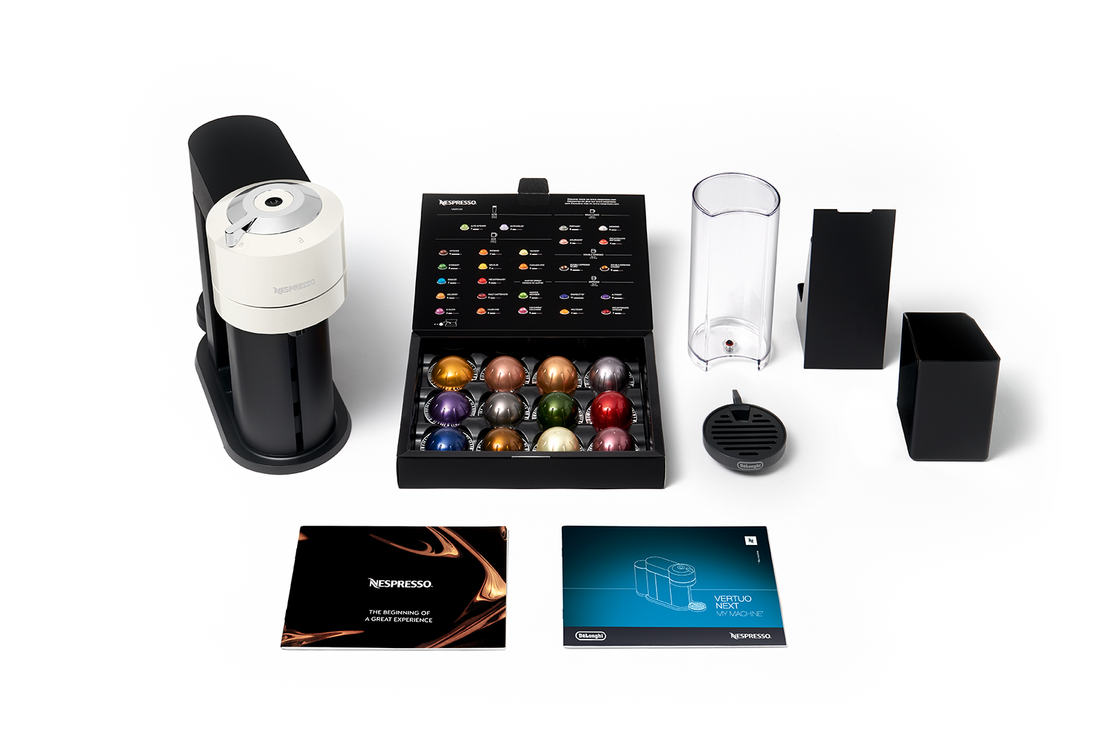 Nespresso Vertuo Next Espresso Machine by DeLonghi with Aeroccino - White