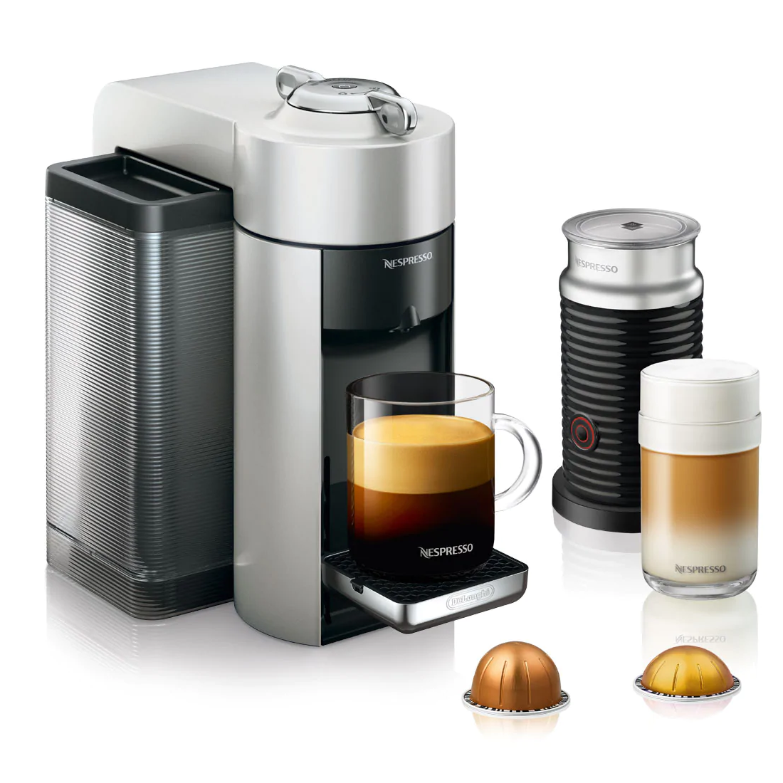 Nespresso Vertuo Coffee and Espresso Machine by De'Longhi with Aeroccino Silver