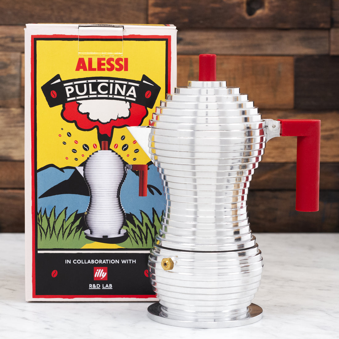 Illy Alessi Pulcina 3 Cup Moka Pot - Red