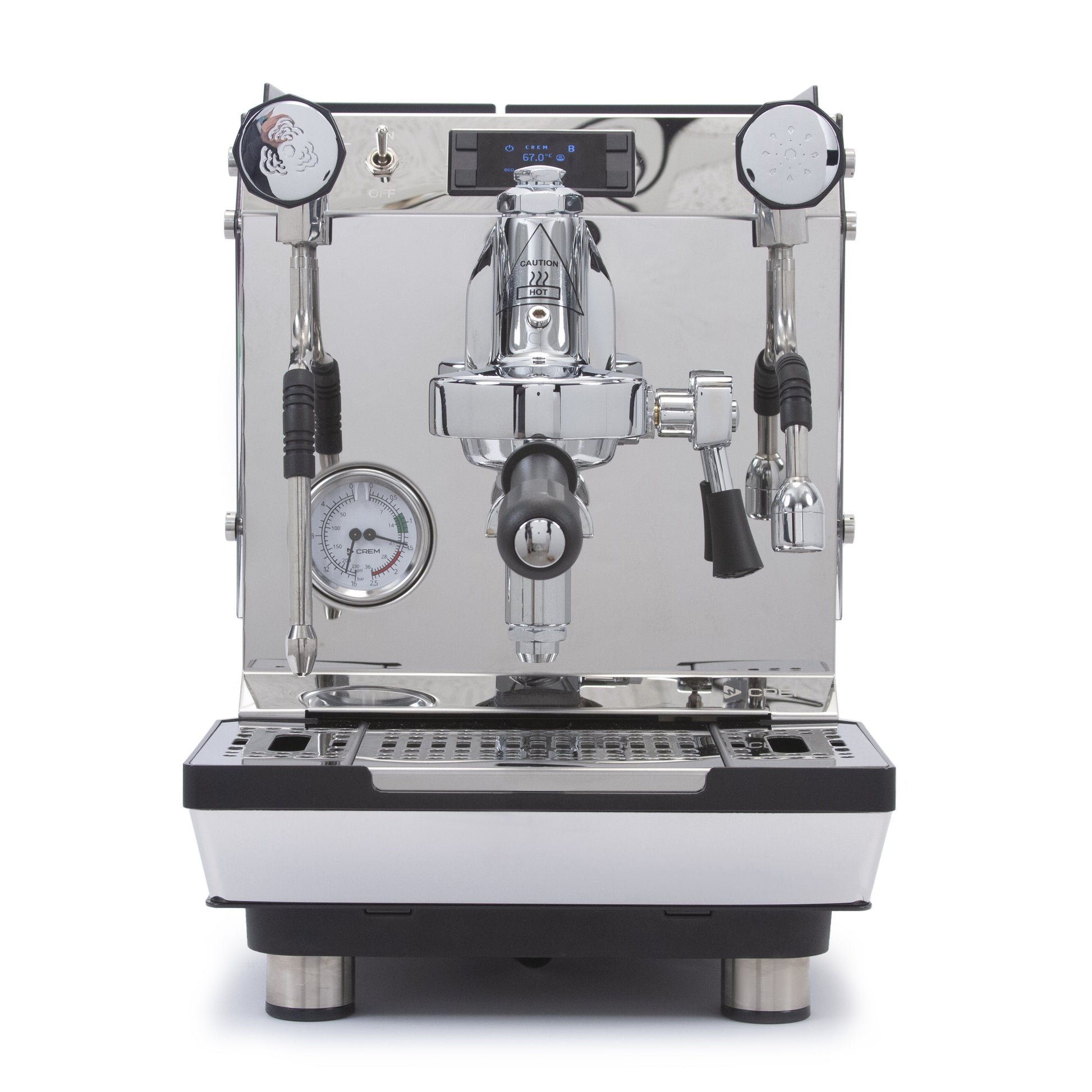 CREM ONE DUO-V dual boiler espresso machine from the front.