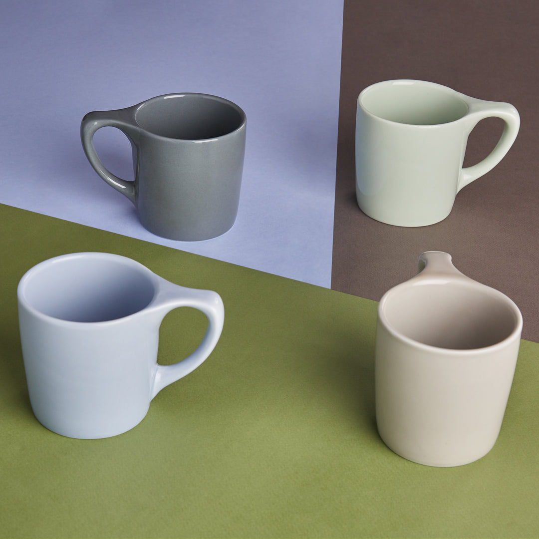 notNeutral LINO 10oz Coffee Mugs Sage, Periwinkle and Grays