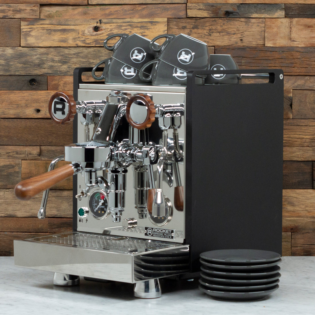 Rocket Espresso 6 Piece Cappuccino Cup and Saucer Set - Grey