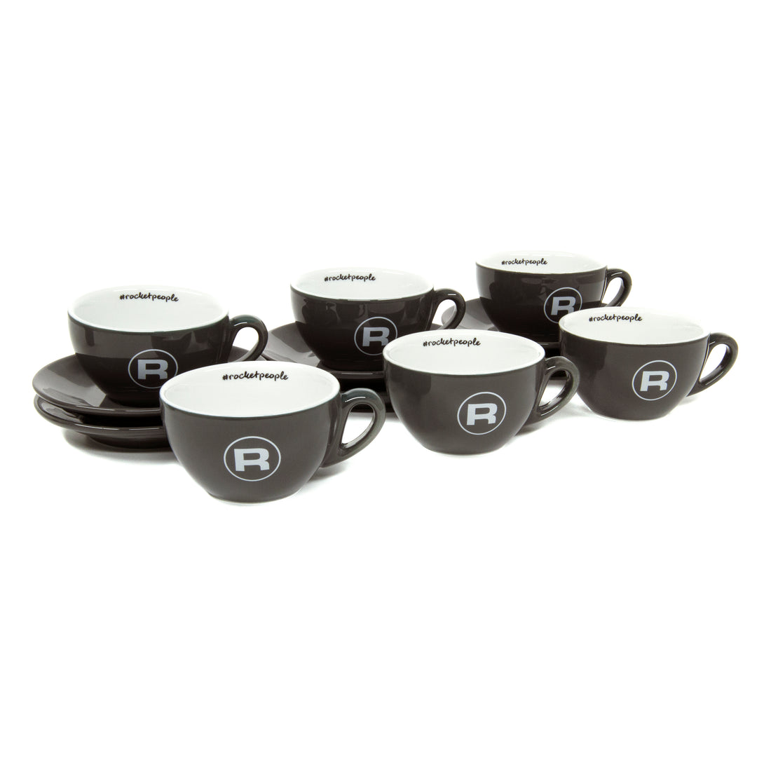 Rocket Espresso 6 Piece Cappuccino Cup and Saucer Set - Grey