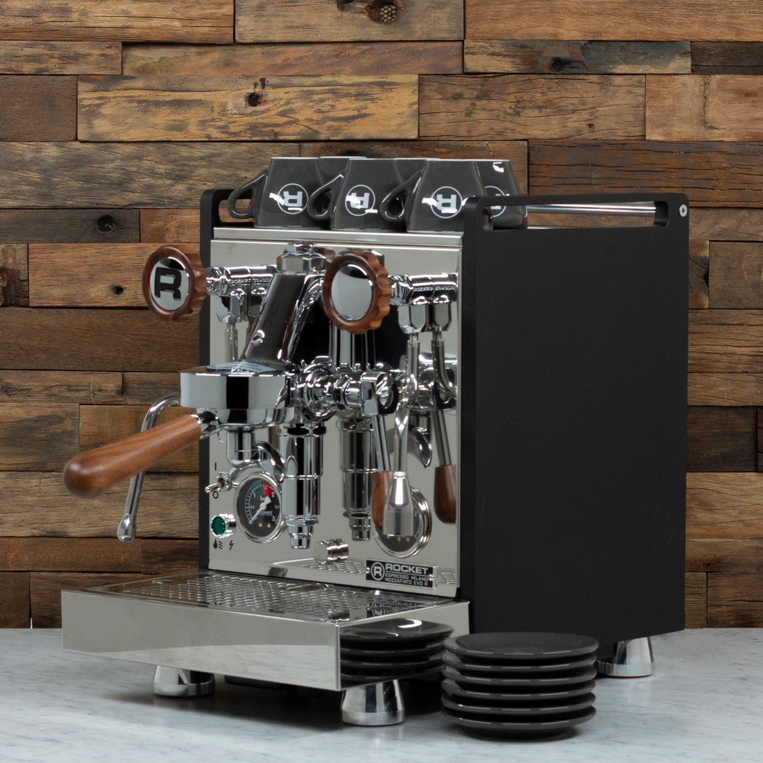 Rocket Espresso 6 Piece Espresso Cup and Saucer Set - Grey