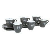 Rocket Espresso 6 Piece Flat White Cup and Saucer Set - Grey
