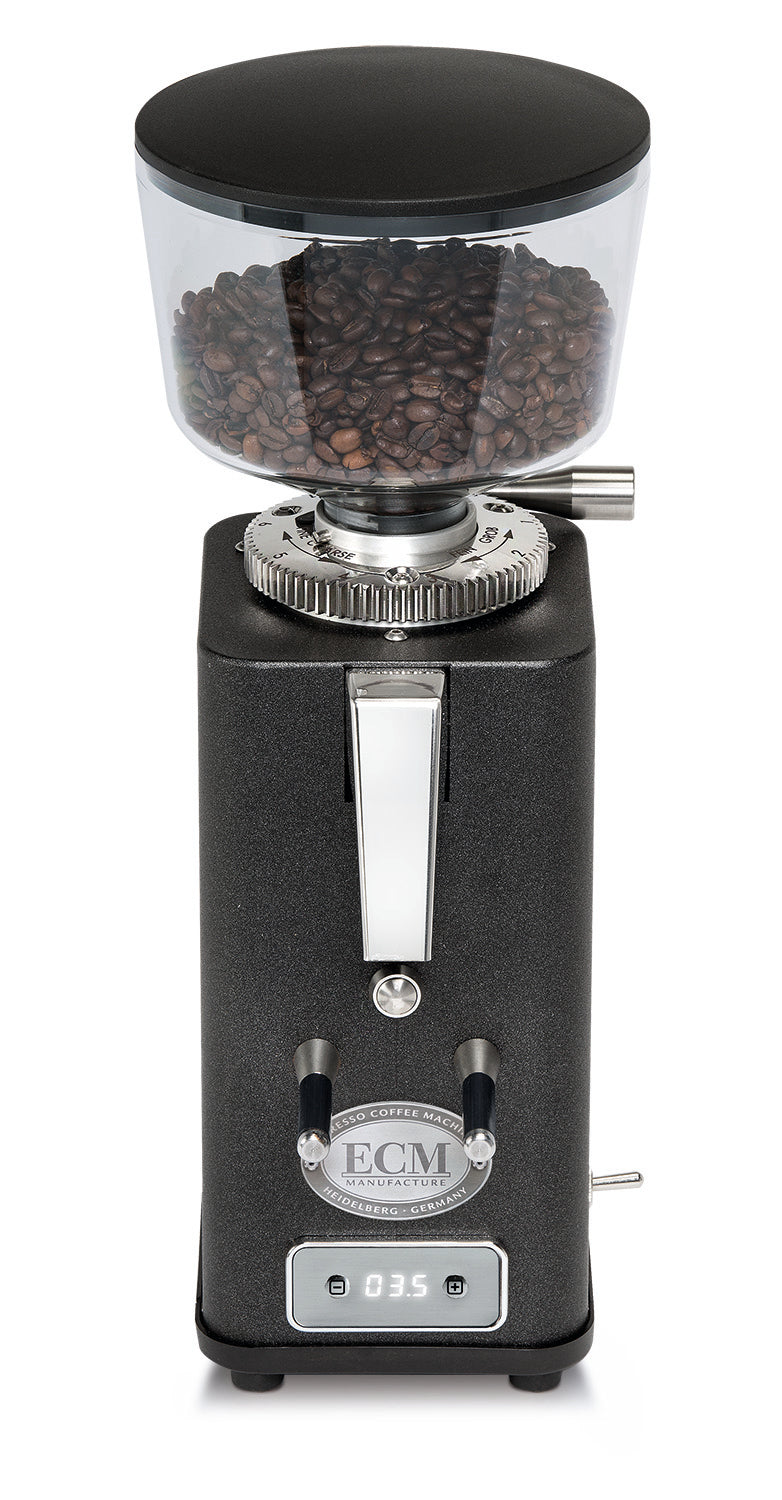 ECM S-Automatik 64 Grinder beans in the hopper || Anthracite