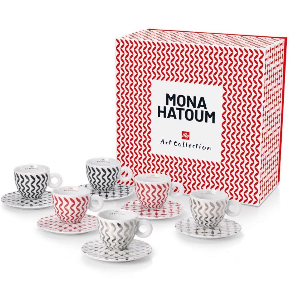 Illy Mona Hatoum Set of 6 Cappuccino Cups and Saucers
