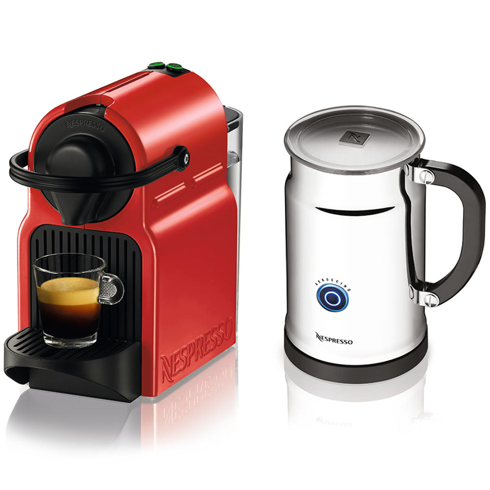 Nespresso Inissia C40 in Red and Aeroccino Plus