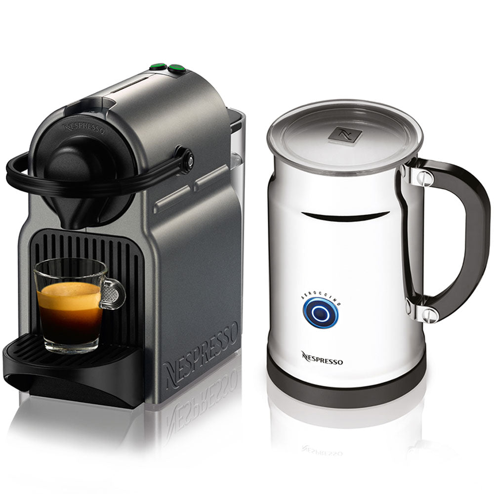 Nespresso Inissia C40 in Titan and Aeroccino Plus