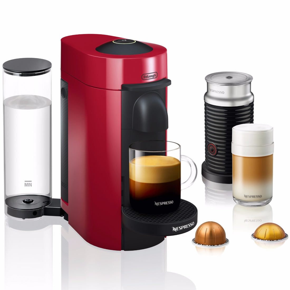 Nespresso VertuoPlus and Aeroccino Bundle in Red