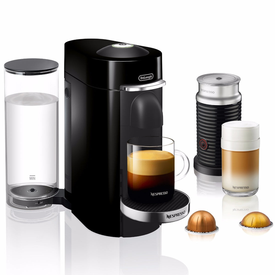 Nespresso VertuoPlus Deluxe and Aeroccino Bundle in Piano Black