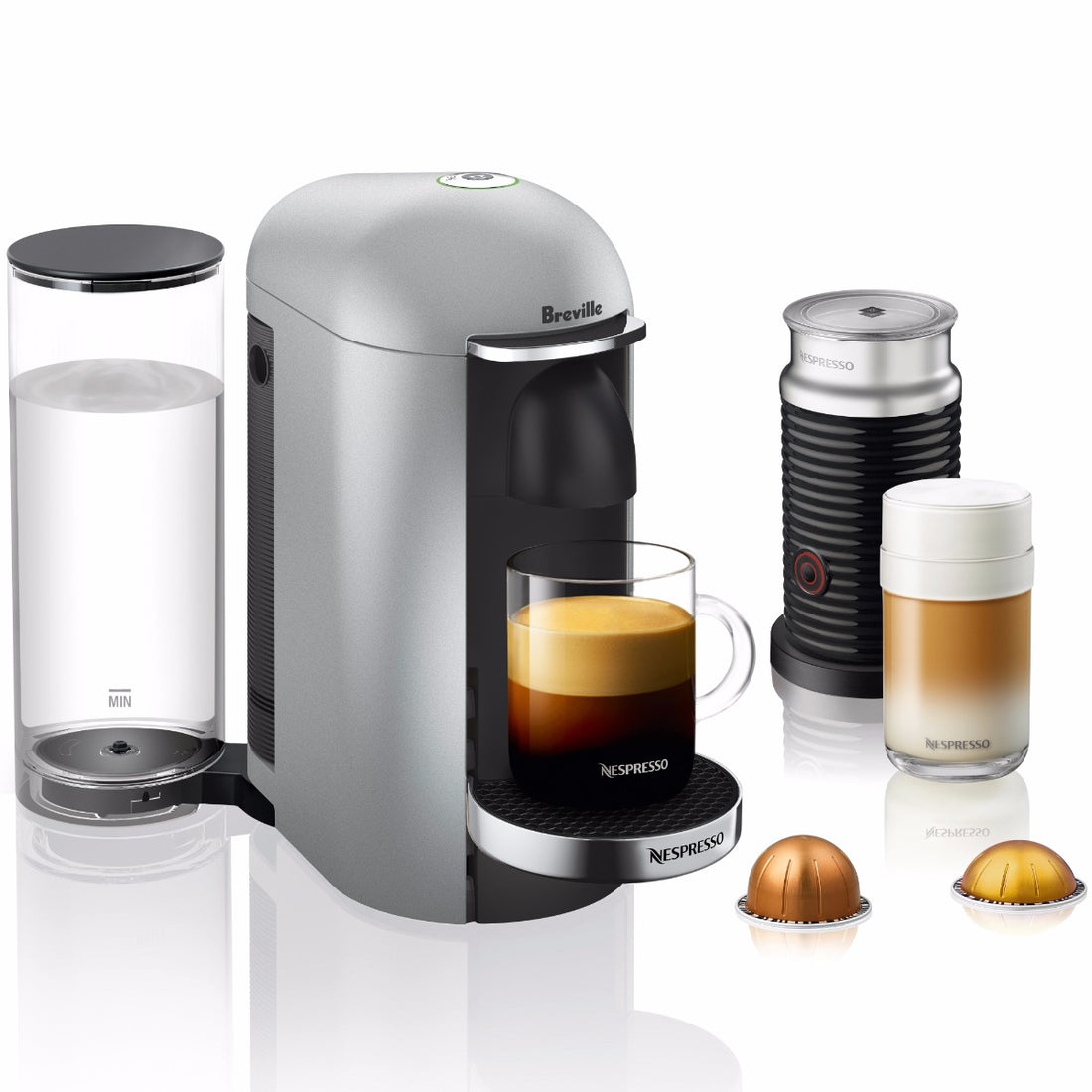 Nespresso VertuoPlus Deluxe and Aeroccino Bundle in Silver