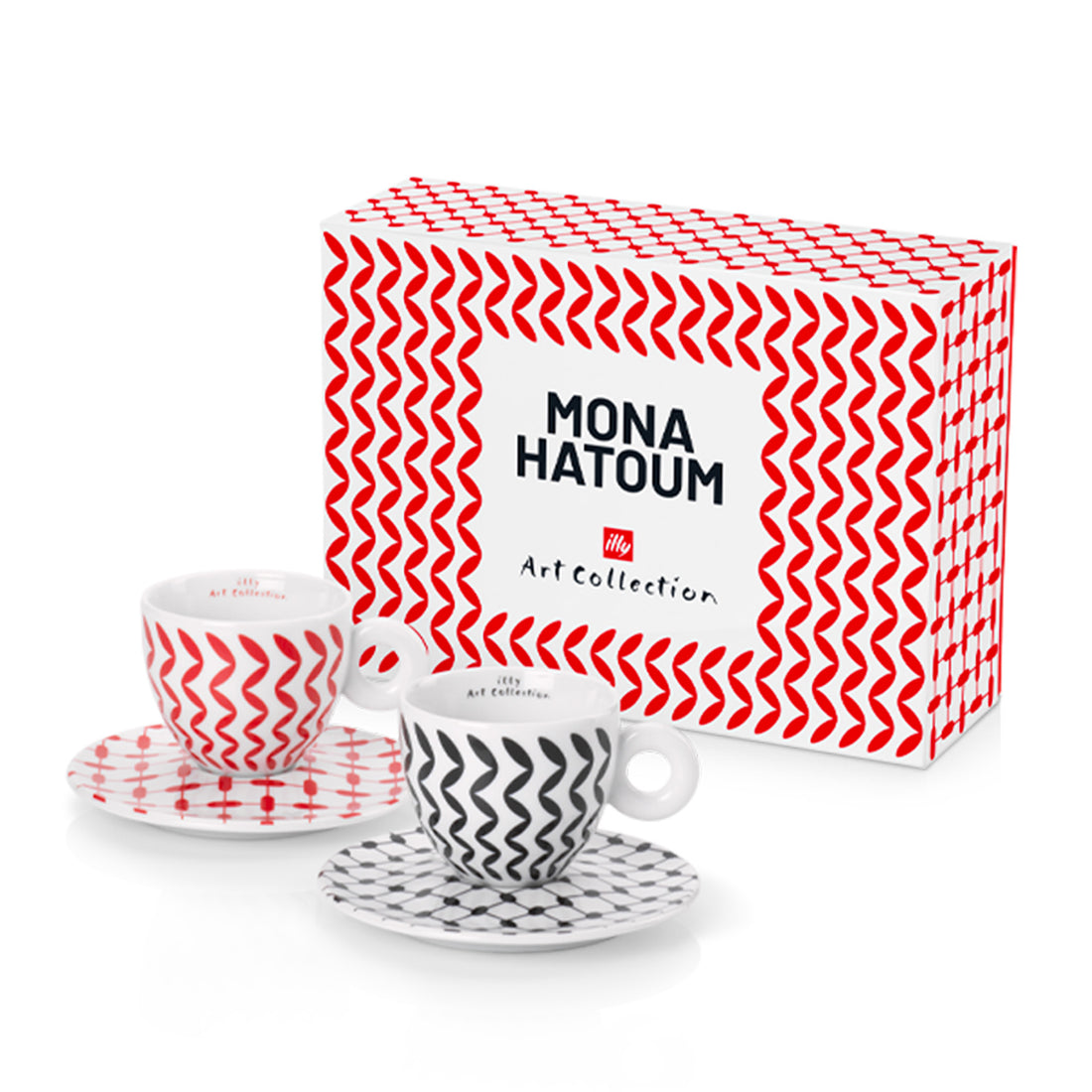 Illy Mona Hatoum Set of 2 Cappuccino Cups and Saucers