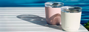 White and pink Kinto TO GO tumblers
