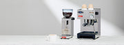 Leit Fred Espresso Grinder and Lelit Anna Espresso Machine on a white surface.