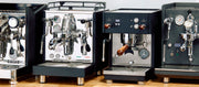 Closeup of Lineup of Fast Heating Espresso Machines